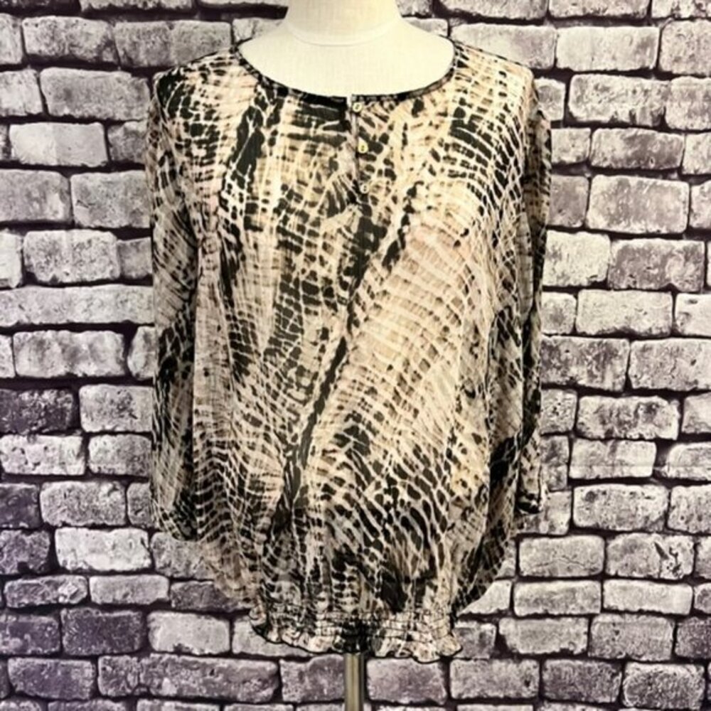 Chico's Brown, Beige & Black Light Weight Semi Sheer Size XL